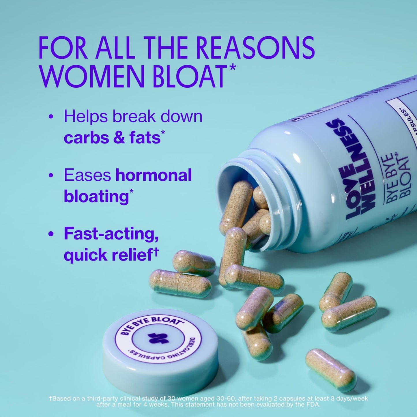 Love Wellness Bye Bye Bloat | Digestive Enzymes for Fast Acting Bloating Relief for Women | Helps Reduce Water Retention & Gas Relief | Supports Digestive Health with Fenugreek & Dandelion | 60 Count Love Wellness buy supplements Au