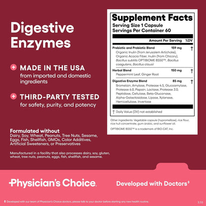 Physician's CHOICE Daily Gut Essentials Bundle: Easy Mix Fiber, Digestive Enzymes & 60 Billion Probiotic