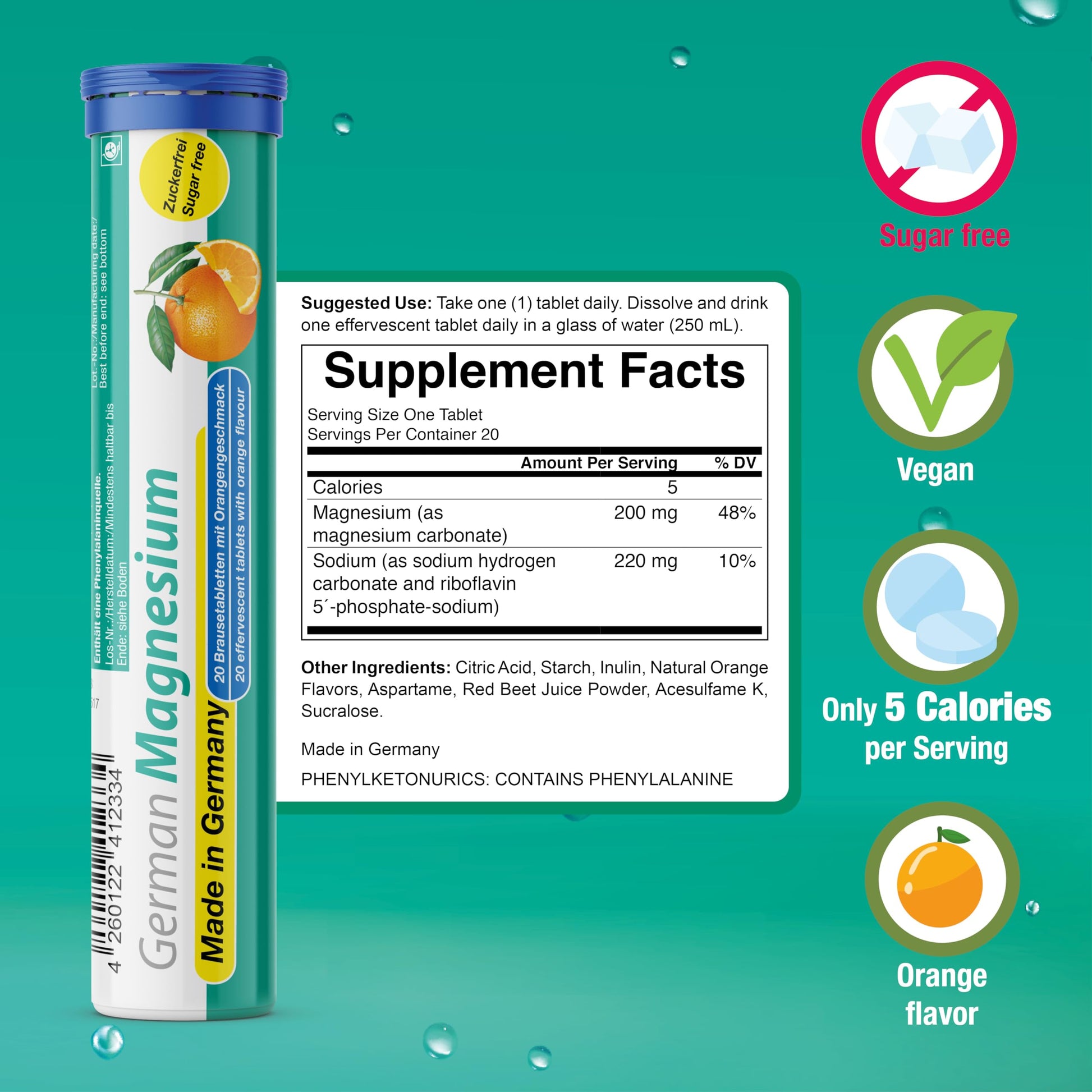 T&D German Elektrolyt Mix - 40 Fizzy Effervescent Tabelts - Orangeflavour - Sugarfree - Made in Germany T&D buy supplements Au