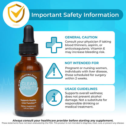 Clean Spirits Liver Cleanse Detox & Daily Support Drops by Dr. Christina Rahm | with NAC, Vitamin C & Zinc for Glutathione Production & Antioxidant Support | Patented Liquid Formula | Vegan, 1 Fl Oz CLEAN SPIRITS BY DR. CHRISTINA RAHM buy supplements Au