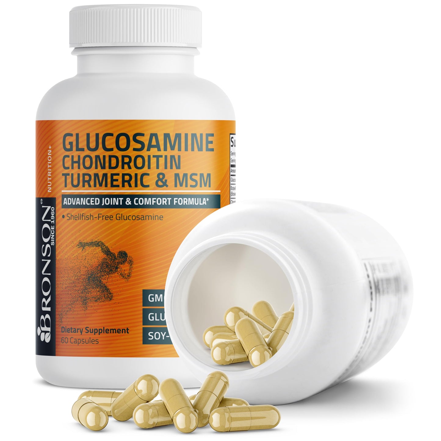 Bronson Glucosamine Chondroitin Turmeric & MSM Advanced Joint & Cartilage Formula, Supports Healthy Joints, Mobility & Cartilage - Non-GMO, 60 Capsules