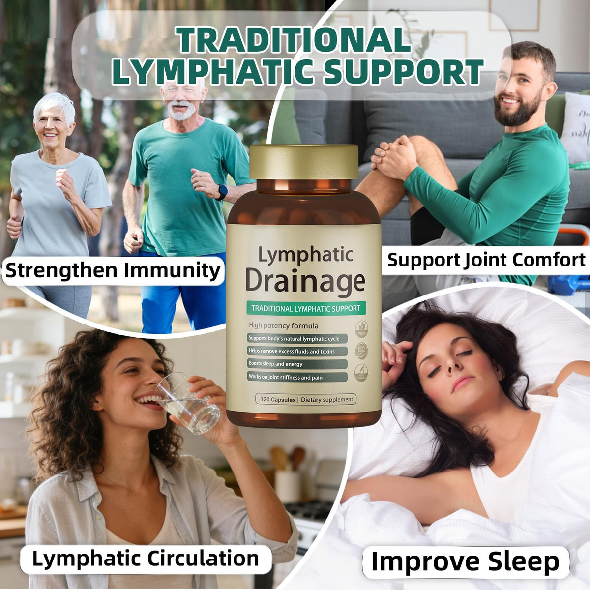 FRZVEO Lymphatic Drainage Capsules, 120 Capsules New Maximum Potency Formula 2 Month Supply with Dandelion Extract, Cleavers Extract - Supports Cellulite Reduction, Lymphatic Drainage & Immune Health FRZVEO buy supplements Au