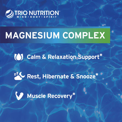 Trio Nutrition Magnesium Complex 90 Day Supply 420 mg | Natural Calm, Relax, Stress Relief, and Muscle Recovery |Magnesium Glycinate Supplement with Vitamin B6 for Rapid Absorption* TRIO NUTRITION buy supplements Au