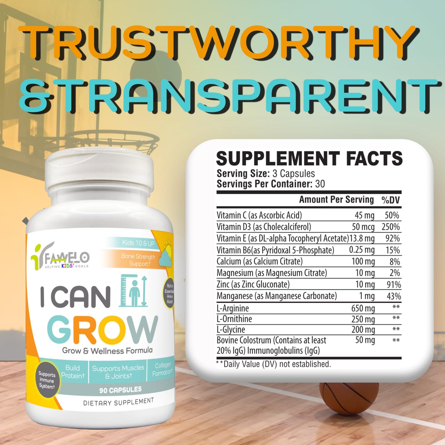 Fawelo I Can Grow (2 Pack) - for Kids 10+ and Teens | Enhances Natural Development | Strength Bone, Muscle & Joints | Immunity & Overall Health | Transparent Ingredients | Made in the USA FaweloBuy Supplements Australia