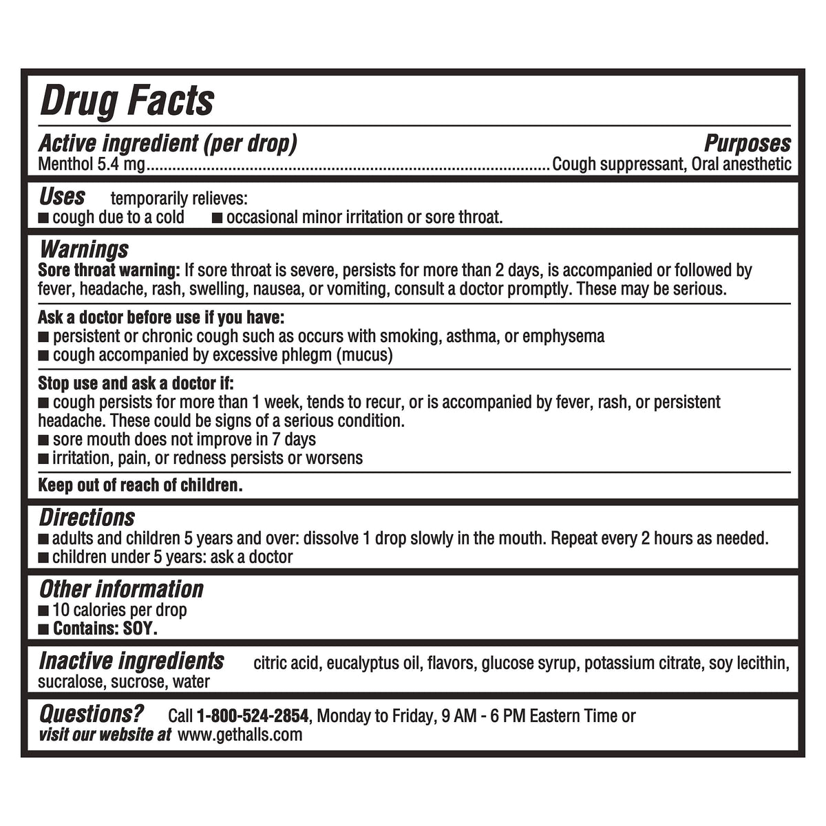 HALLS Cough and Throat Relief Mentho-Lyptus Cough Drops, Value Pack, 80 Drops