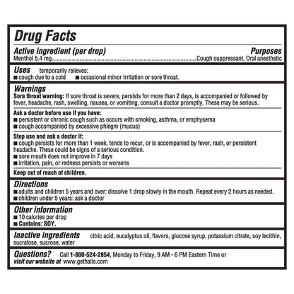 HALLS Cough and Throat Relief Mentho-Lyptus Cough Drops, Value Pack, 80 Drops