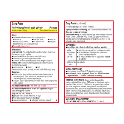 Tylenol Extra Strength Acetaminophen Rapid Release Gels, Fast, Strong Pain Relief, Fever Reducer, 500 mg Gelcaps with Laser‑Drilled Holes for Fast Release, OTC Medicine, 100 Count Tylenol buy supplements Au