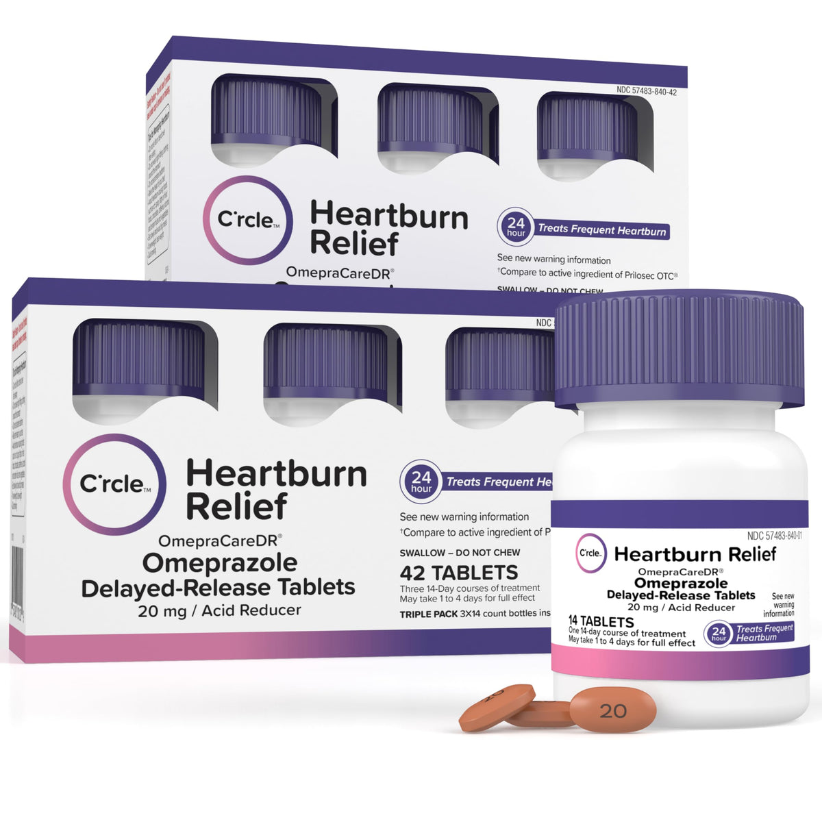 Omeprazole 20mg Bulk 84 ct - Heartburn Medicine Omeprazole Tablets - Acid Reducer Pills for Heartburn Relief and Acid Reflux Medicine - Six 14 Ct Bottles C'rcle buy supplements Au