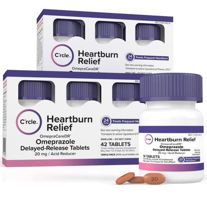 Omeprazole 20mg Bulk 84 ct - Heartburn Medicine Omeprazole Tablets - Acid Reducer Pills for Heartburn Relief and Acid Reflux Medicine - Six 14 Ct Bottles C'rcle buy supplements Au