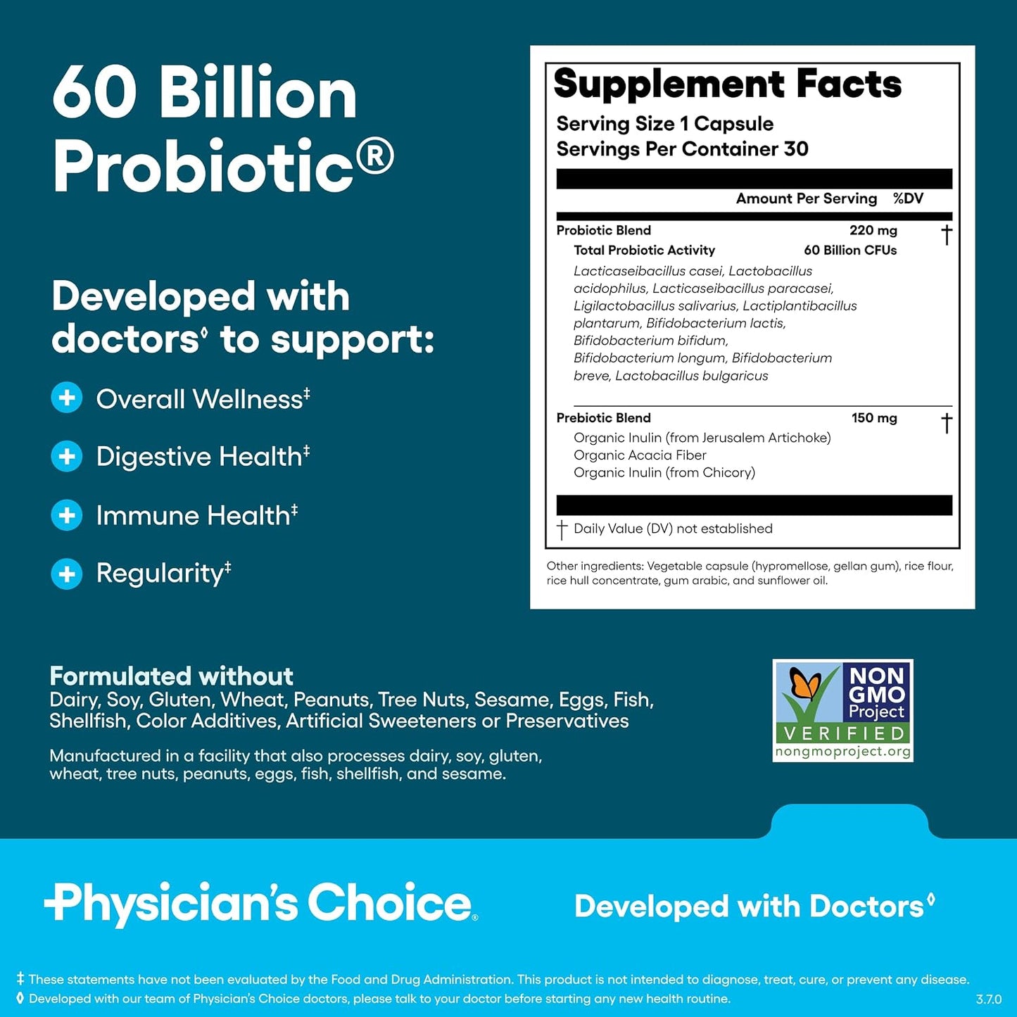 Physician's CHOICE Gut Value Bundle: 60 Billion Probiotic 30ct + Bloat & Gas Probiotic 30ct + Digestive Enzymes 90ct