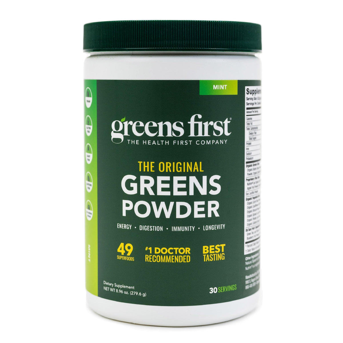 Greens First Original Greens Powder - 49 Superfoods - Organic Fruits & Veggies - Prebiotics, Probiotics & Digestive Enzymes - Antioxidant Smoothie - Dairy Free, Vegan & Non-GMO (Mint, 30 Servings) Greens FirstBuy Supplements Australia