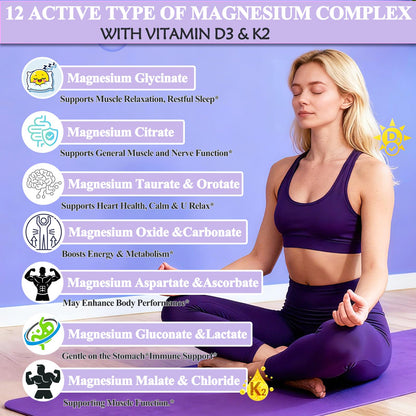 Magnesium 12 in 1 Complex 1000mg Supplement for Women & Men, High Absorption Liquid Magnesium W/Glycinate Citrate Malate Taurate Oxide Aspartate Orotate, Calm Magnesium for Sleep Muscle Heart Support GLOVVUUP buy supplements Au