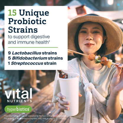 Hyperbiotics Vital Nutrients Pro-15 Prebiotics and Probiotics for Women and Men | 15 Science Backed Strains | Supports Occasional Constipation, Diarrhea, Gas & Bloating | 60 Vegan Time Release Pearls Hyperbiotics buy supplements Au