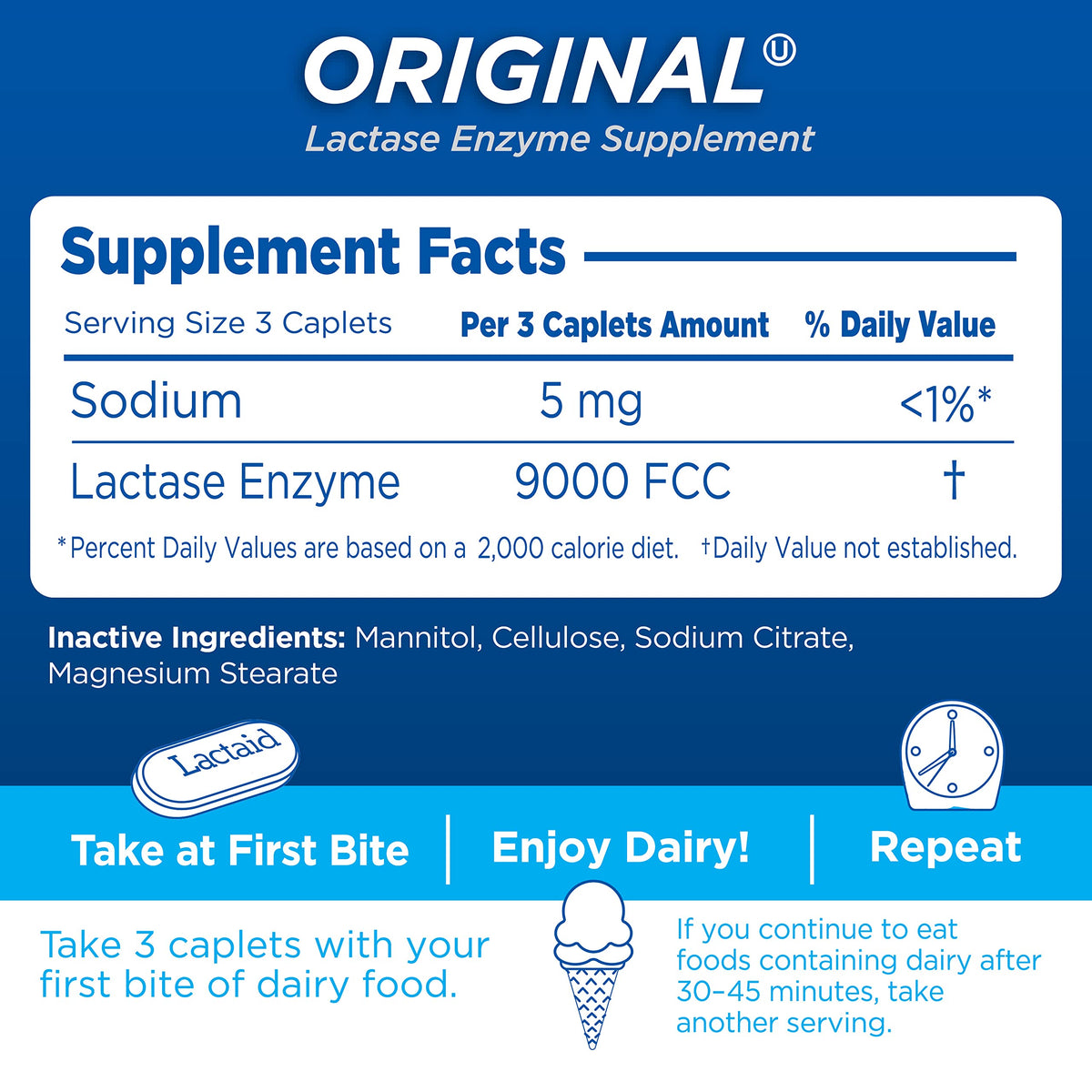 Lactaid Original Strength Lactose Intolerance Pills, 9000 FCC Natural Lactase Enzyme Dairy Relief Caplets, Helps Prevent Gas, Bloating & Diarrhea Due to Lactose Sensitivity in Adults & Kids, 120 Count Lactaid buy supplements Au