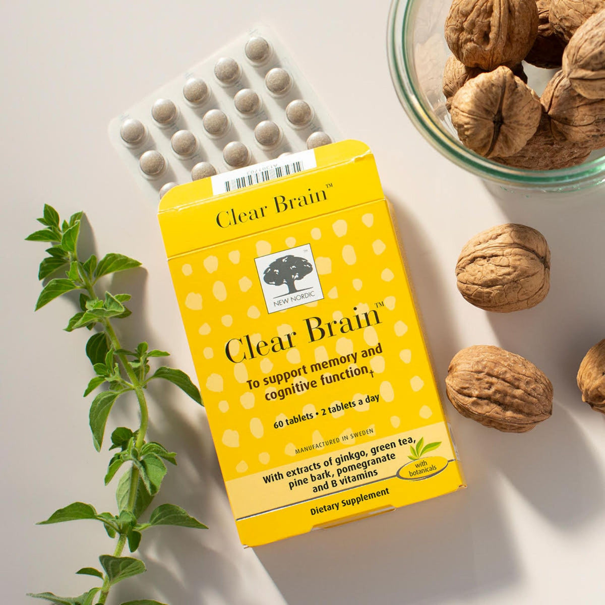 New Nordic Clear Brain Tablets, Supports Normal Cognitive Health and Memory, with Green Tea and Walnut, Swedish Made, 60 Count (Pack of 1) NEW NORDICBuy Supplements Australia