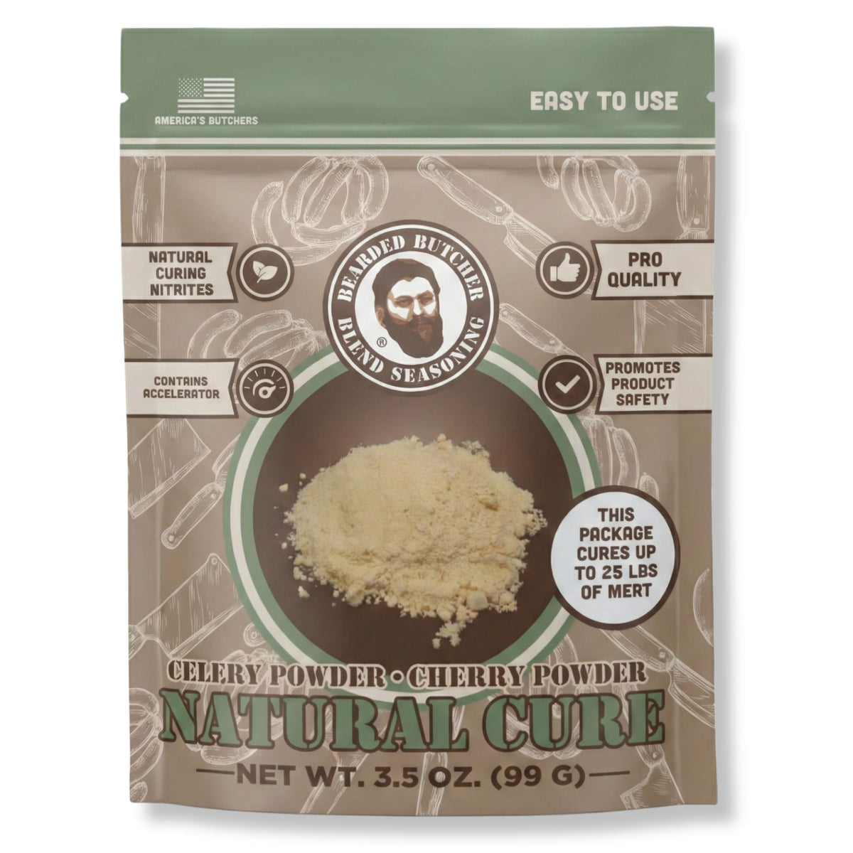 Bearded Butchers Natural Cure, 3.5 oz – Celery Juice Powder & Cherry Powder for 25 lbs Meat - Natural Curing Alternative to Sodium Nitrite & Pink Curing Salt - Clean Label Meat Cure for Making Snack Sticks, Jerky, Sausage, Bacon & More BEARDED BUTCHER BLEND SEASONING buy supplements Au