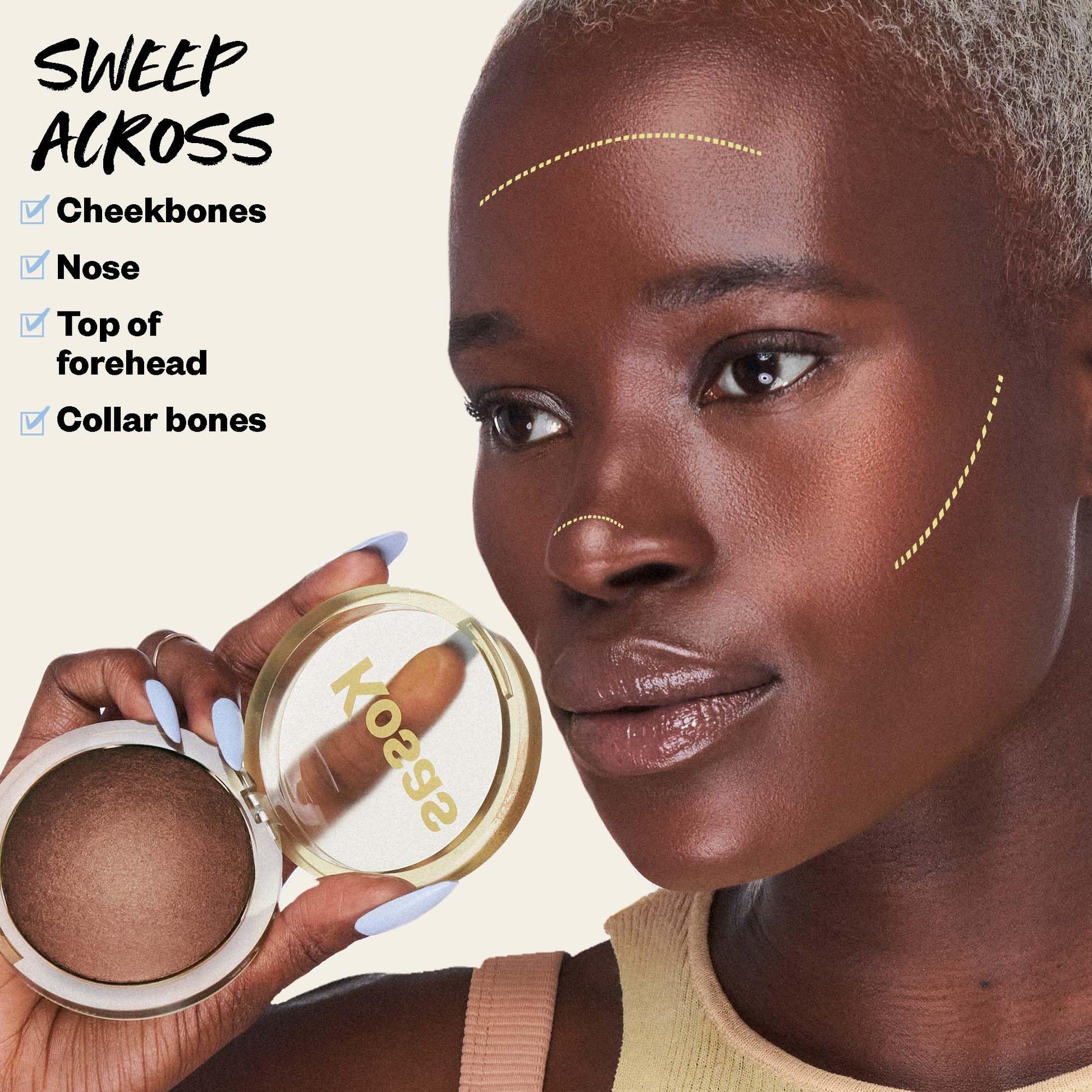 Kosas Sun Show Glowy Warmth Baked Bronzer - Contouring Powder for Cheekbones, Nose & Jawline - Enriched with Concentrated Fatty Acids - Talc-Free, Vegan & Hypoallergenic - Tropic Kosas buy supplements Au