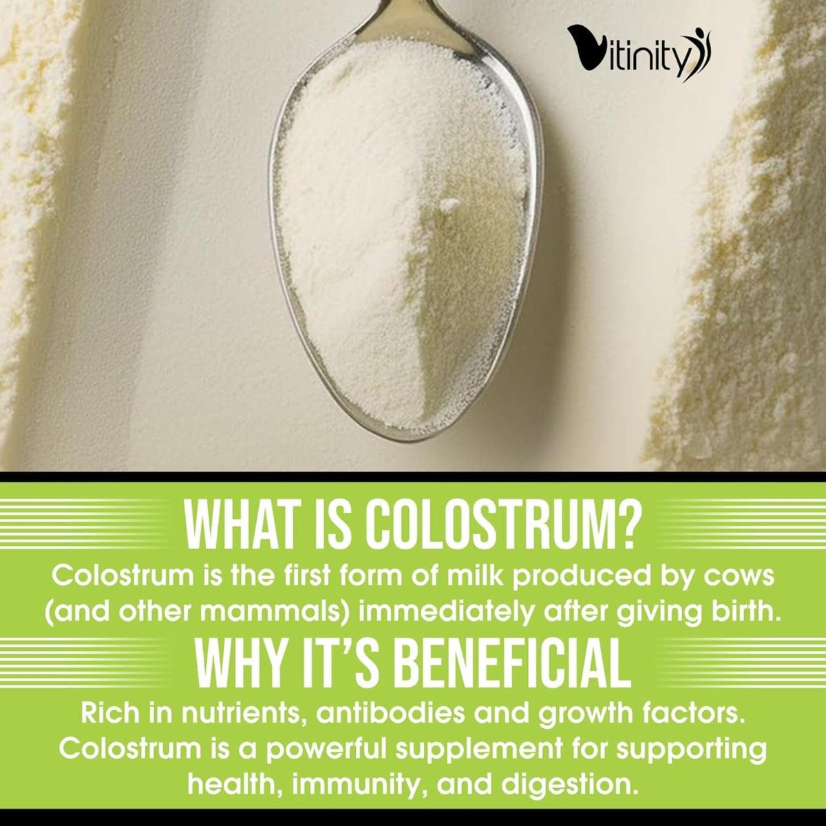 VITINITY Grass Fed Bovine Colostrum Powder for Humans 3000 mg - Natural IgG Colostrum Supplement Gut Health, Immune Support, Muscle Recovery, Wellness | Pure Colostrum Superfood,Unflavored 2 Pack VITINITYBuy Supplements Australia