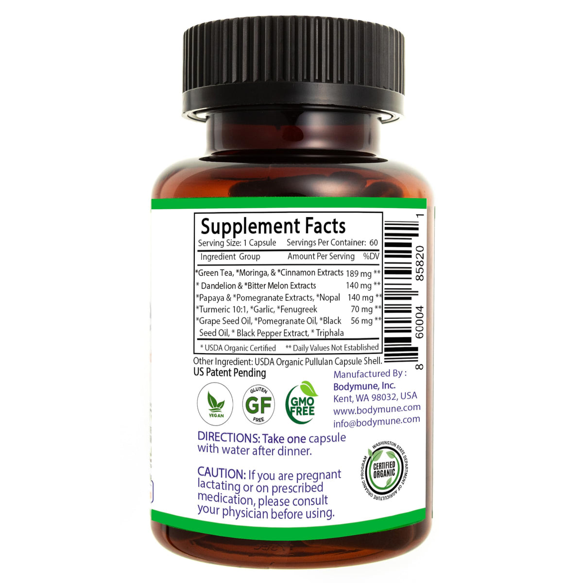 Bodymune Heart Health Blend Cholesterol Support – Organic Cardiovascular & Circulation Supplement – with Green Tea, Pomegranate & Black Seed Oil – 66 Capsules – USDA Organic, Vegan BodymuneBuy Supplements Australia