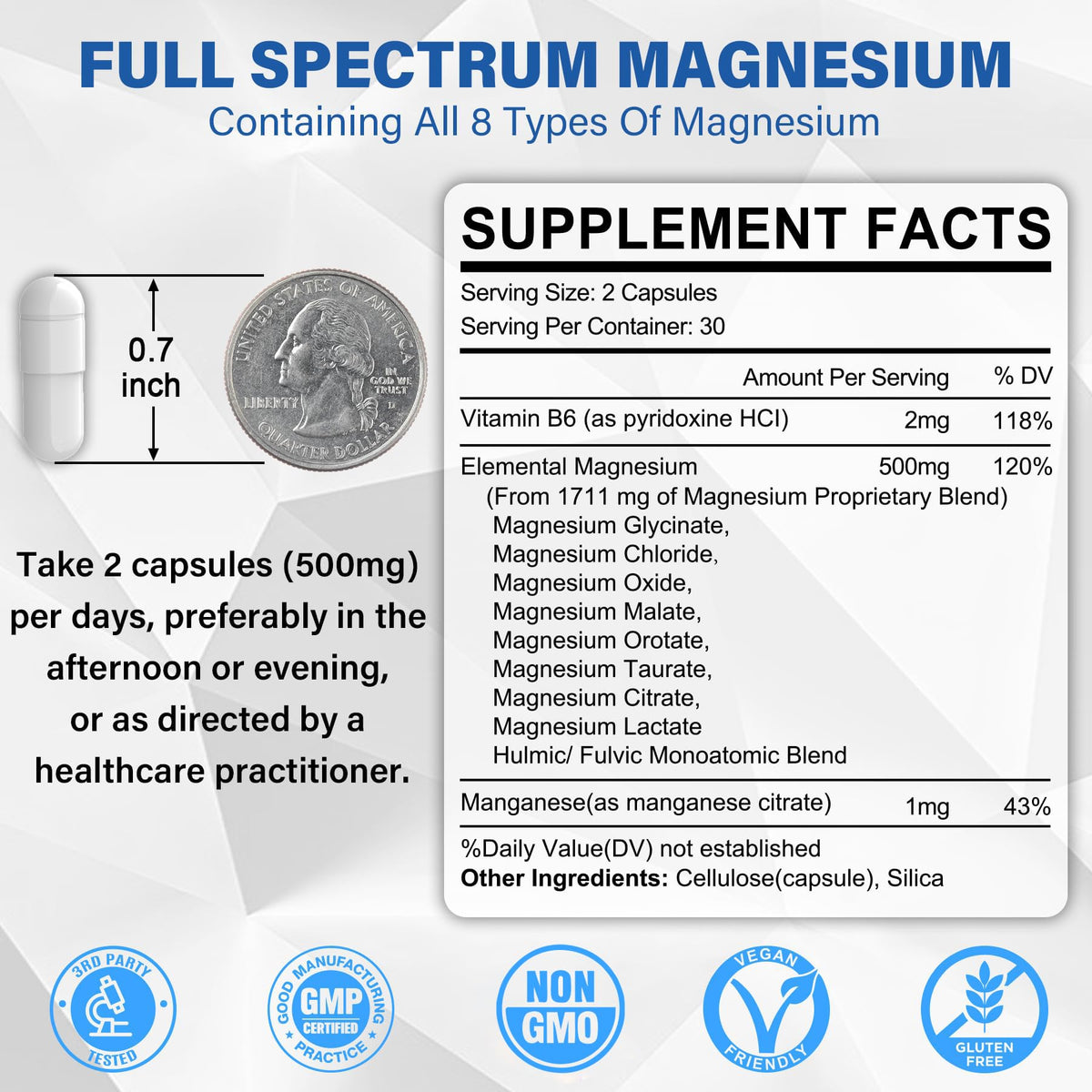 Magnesium Complex Supplement 8 Forms, 500mg Magnesium Glycinate, Malate, Citrate, High Absorption Mg for Calm, Sleep, Mood & Healthy Muscle, Pack of 2, Total 120 Vegan Capsules EnvyCure buy supplements Au