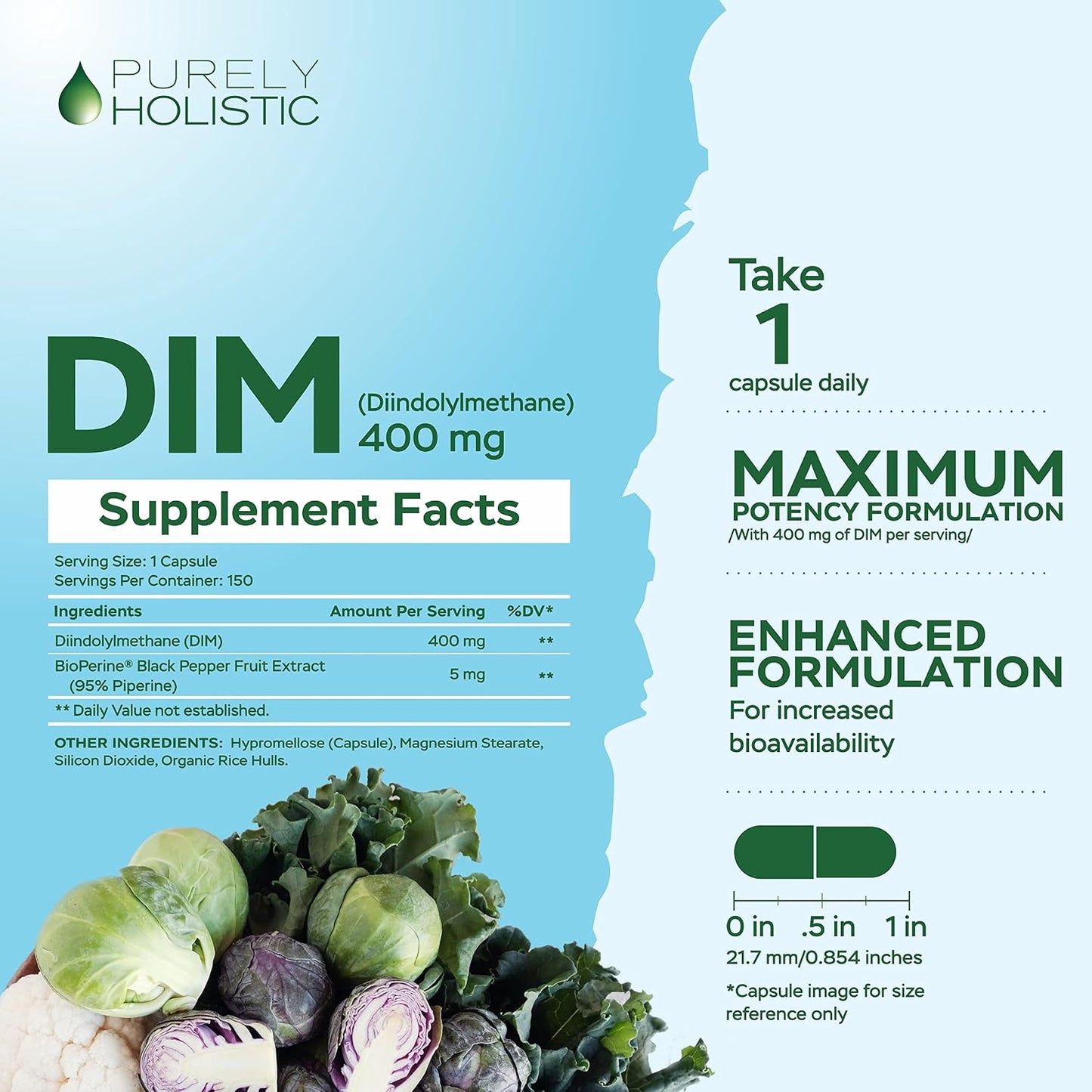 Purely Holistic Dim 400mg & Bioperine + Vitex Chaste Berry 650mg Bundle - 270 Vegan Capsules - Made in the USA