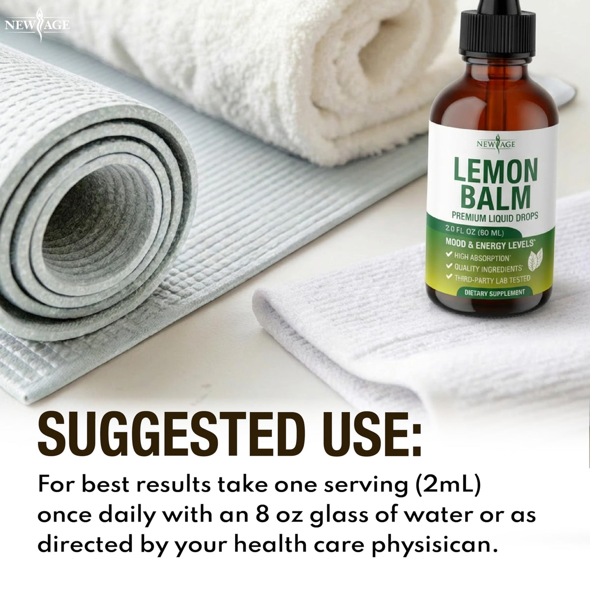 NEW AGE Lemon Balm Tincture - Mood Support Supplement - Lemon Balm Leaf Extract Drops - Vegan, Sugar & Alcohol-Free Calming Supplement - 4 fl oz