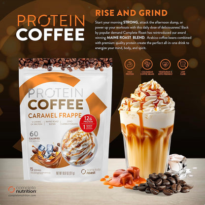 Complete Roast Caramel Frappe Protein Coffee, 0 Carbs, 60 Calories, Low Fat