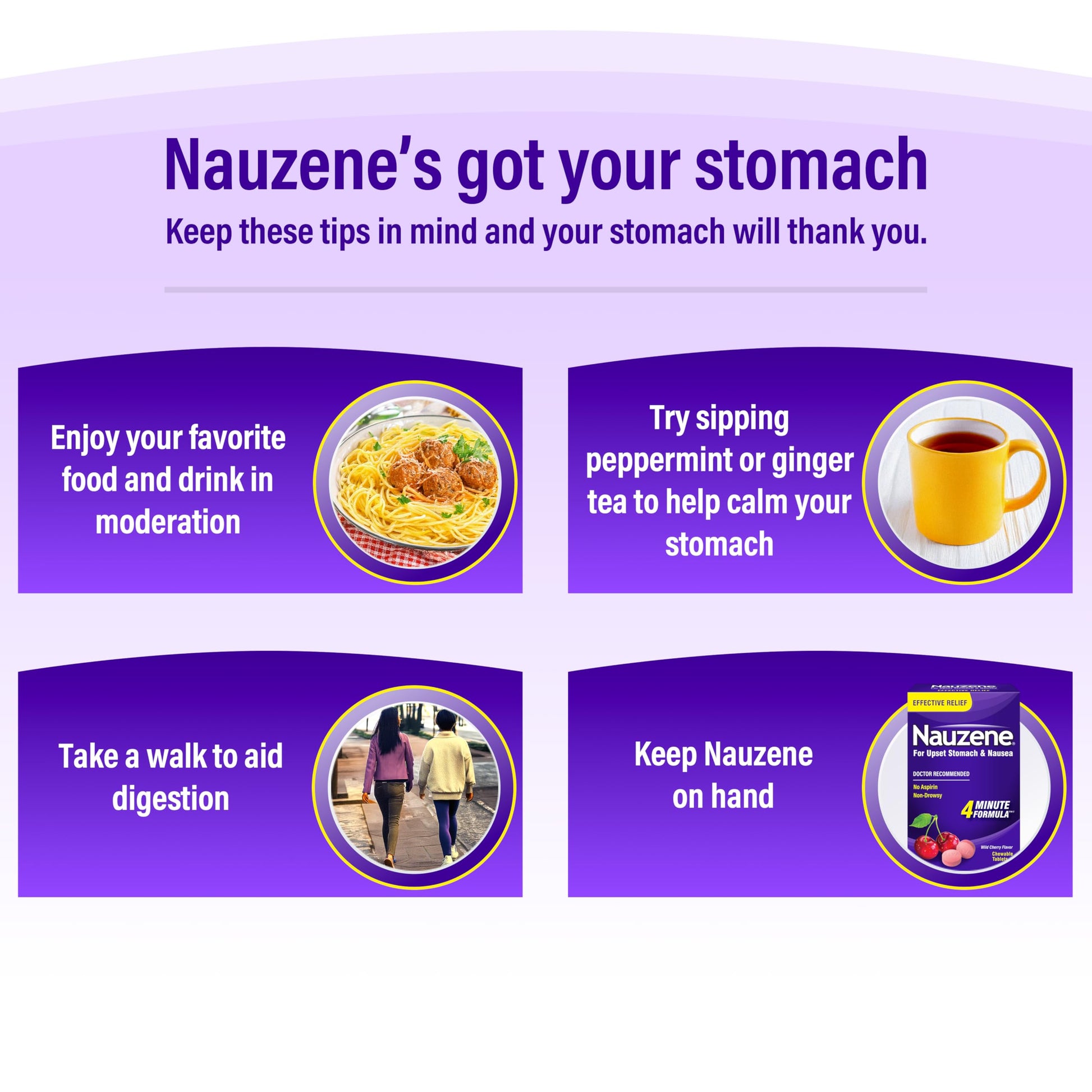 Nauzene Non-Drowsy Upset Stomach & Nausea Relief Chewable Tablets | 4-Minute Formula | Doctor Recommended | Wild Cherry Flavor | 56 Count Nauzene buy supplements Au