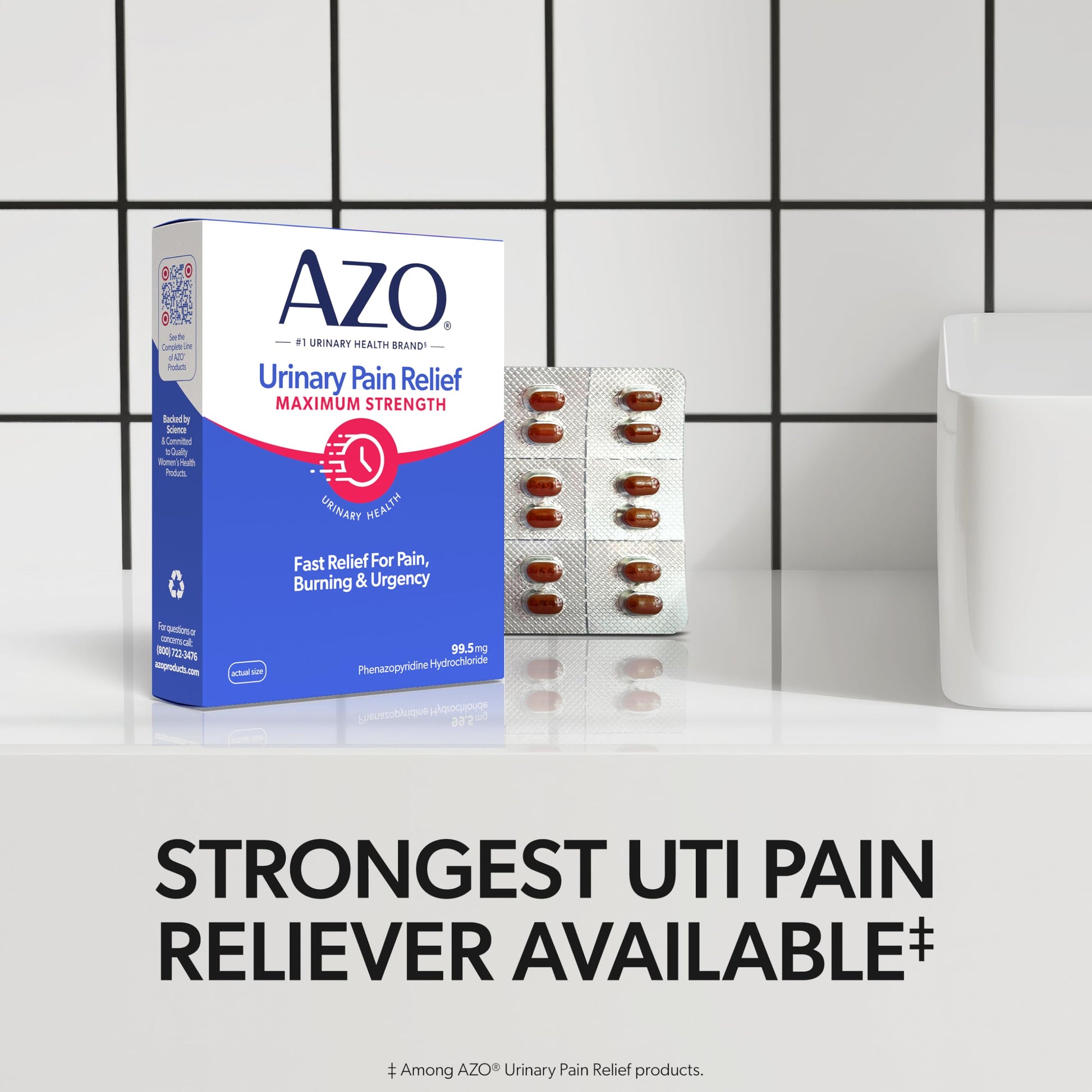 Azo Urinary Pain Relief Maximum Strength, Fast Relief Of Uti Pain, Burning & Urgency, Targets Source Of Pain, #1 Most Trusted Brand, 24 Tablets AZO buy supplements Au