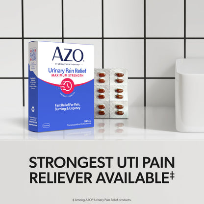 Azo Urinary Pain Relief Maximum Strength, Fast Relief Of Uti Pain, Burning & Urgency, Targets Source Of Pain, #1 Most Trusted Brand, 24 Tablets AZO buy supplements Au