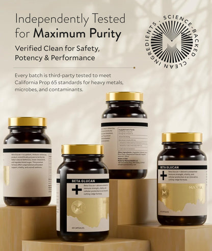 Manna Beta Glucan+ Capsules | 1000mg Beta Glucan Complex | Reishi Mushroom & Oats | Supplement for Immune Support, Heart Health, Cellular Renewal & Antioxidant Protection | 60 Count M Manna buy supplements Au