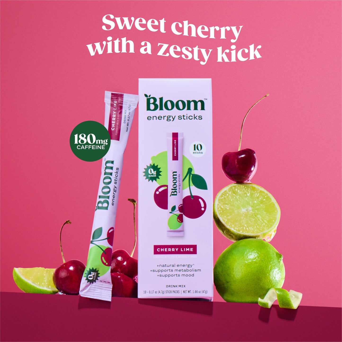 Bloom Nutrition Energy Drink Powder Packets, Strawberry Watermelon, 10 Ct | Sugar Free Drink Mix with L-Theanine, B Vitamins & Natural Caffeine, On the Go Powder Sticks for Natural Energy, 10 Calories