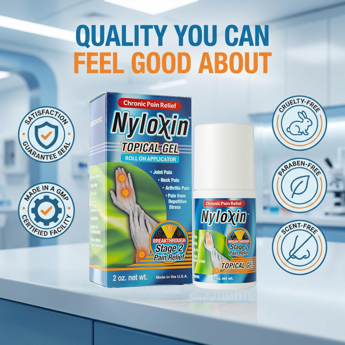 Nyloxin Roll-On Arthritis Pain Relief Gel, Back Pain Relief, Neuropathy Pain Relief, Nerve Pain Relief, Knee Pain Relief, Foot Pain Relief, Muscle Pain Relief, Shoulder Pain, Joint Pain (2 oz) NyloxinBuy Supplements Australia