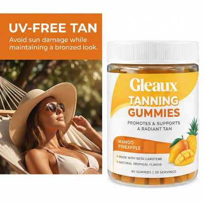 DXWXH Gleaux Tanning Gummies, Tanning Gummies for Women, Sunless Radiance Support with Beta Carotene, Astaxanthin & Lycopene, for Skin Health & Complexion Support, Mango Pineapple Flavor, 60 Gummies DXWXH buy supplements Au