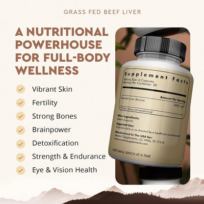 Ancestral Supplements Grass Fed Beef Liver Capsules, 180 Ct (3-Pack) | This freeze-dried beef liver supplement supports energy production, cleansing, digestion and immunity.