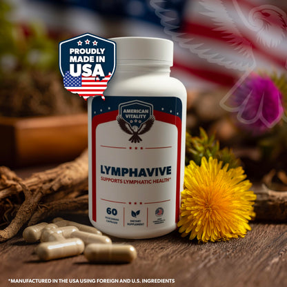 AMERICAN VITALITY LymphaVive Lymphatic Drainage Supplements for Men & Women - Lymphatic Support with Bromelain, Echinacea, Burdock Root, Dandelion, Rutin, Kelp - 60 Capsules AMERICAN VITALITY buy supplements Au