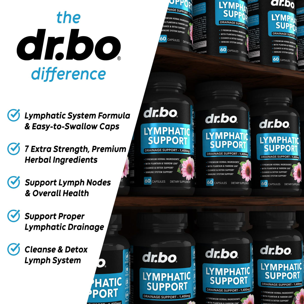 Lymphatic Drainage Supplements Pills - Lymphatic Support Total Herbal Cleanse Products with Echinacea Lymph System Support Supplement for Nodes Legs & Neck - Lymph Node Detox Cleanse System Drainage DR. BO buy supplements Au
