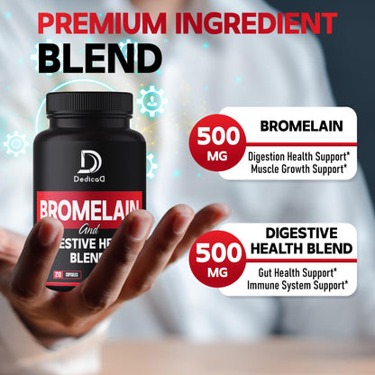 DEDICAD 6in1 Bromelain 500mg Supplement - 1000mg per Serving - 210 Capsules with Digestive Health Blend as Quercetin, Ginger, Turmeric, Papaya - Support Overall Health, Digestion & Immune System DEDICAD buy supplements Au