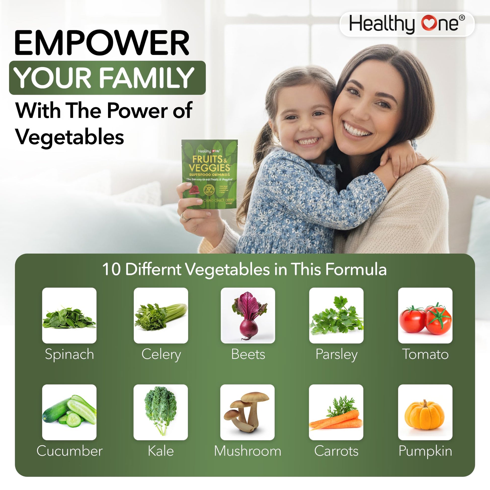 Fruits & Veggies Sugar-Free Gummies - 27 Whole Foods - Equals 3 Servings of Fruits & Vegetables - Improve Energy, Focus & Immune Function - Fiber - Antioxidants - Organic Ingredients - 28 Packets Healthy OneBuy Supplements Australia