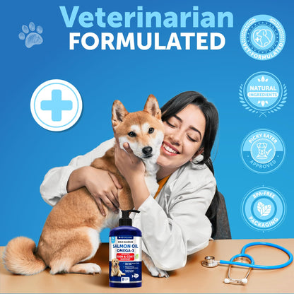 Omega 3 Fish Oil for Dogs - Dog Allergy Chews - Itch Relief & Skin and Coat Supplement with Salmon Oil - Hot Spots Treatment - Allergy & Anti Shedding Support - EPA & DHA Fatty Acids - 120 Treats