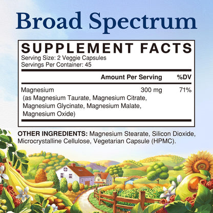 Vitalitown Magnesium Complex Supplement | 300mg Elemental Mag | Magnesium Citrate Glycinate Taurate Malate | Non-GMO, No Gluten, 90 Vegan Magnesio Capsules for Bone Brain Heart Vitalitown buy supplements Au