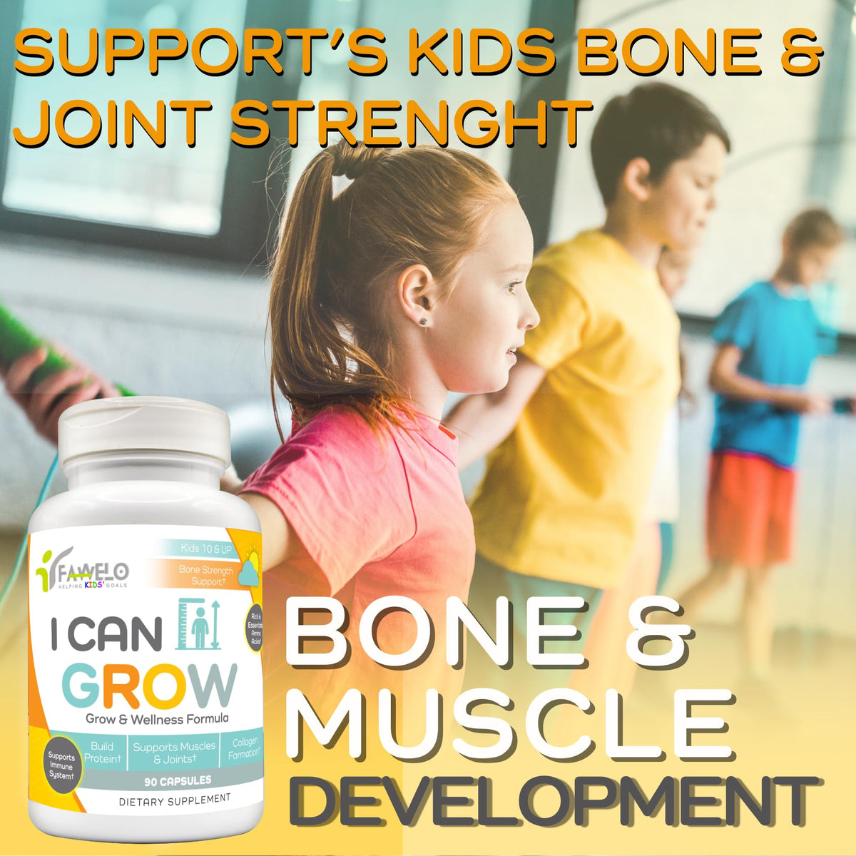 I Can Grow (3 Pack) Height Boosters for Kids 10+, Teen Vitamins for tru Height - Natural Growth Supplement for Optimal Development - Supports Bone Strength and Immune Health with Colostrum Fawelo buy supplements Au
