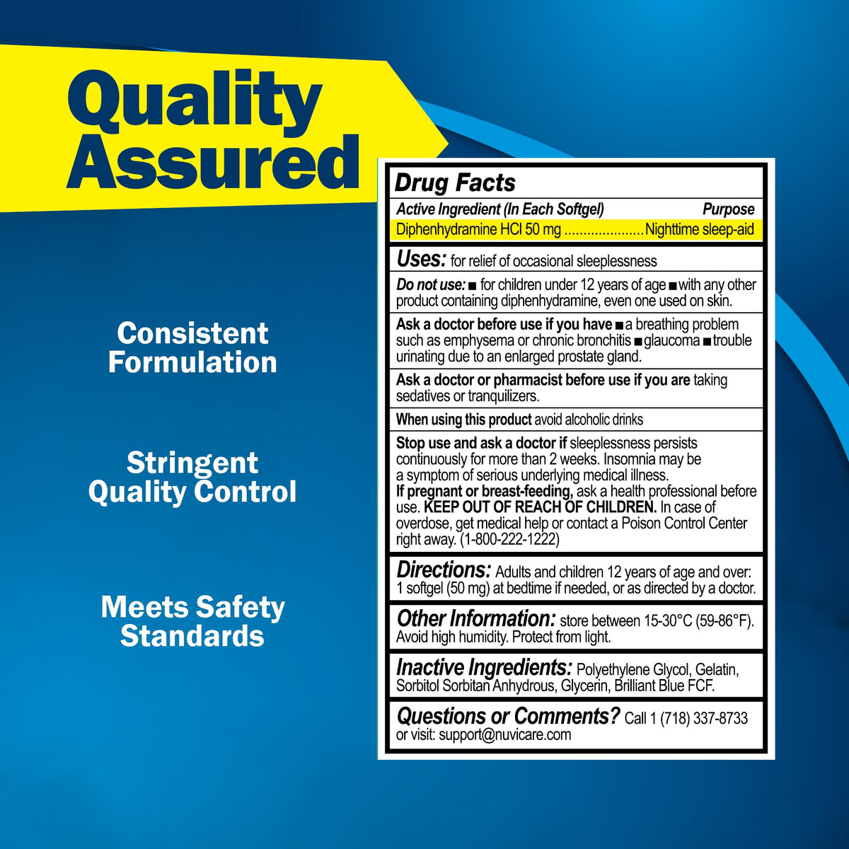 NUVICARE Maximum Strength SleepAid Soft Gels - Nighttime Sleep Aid with Diphenhydramine HCl 50mg - Non Habit Forming Sleeping Pills for Adults - Extra Strong OTC Sleep Aids for Adults (100 Count) NUVICARE buy supplements Au