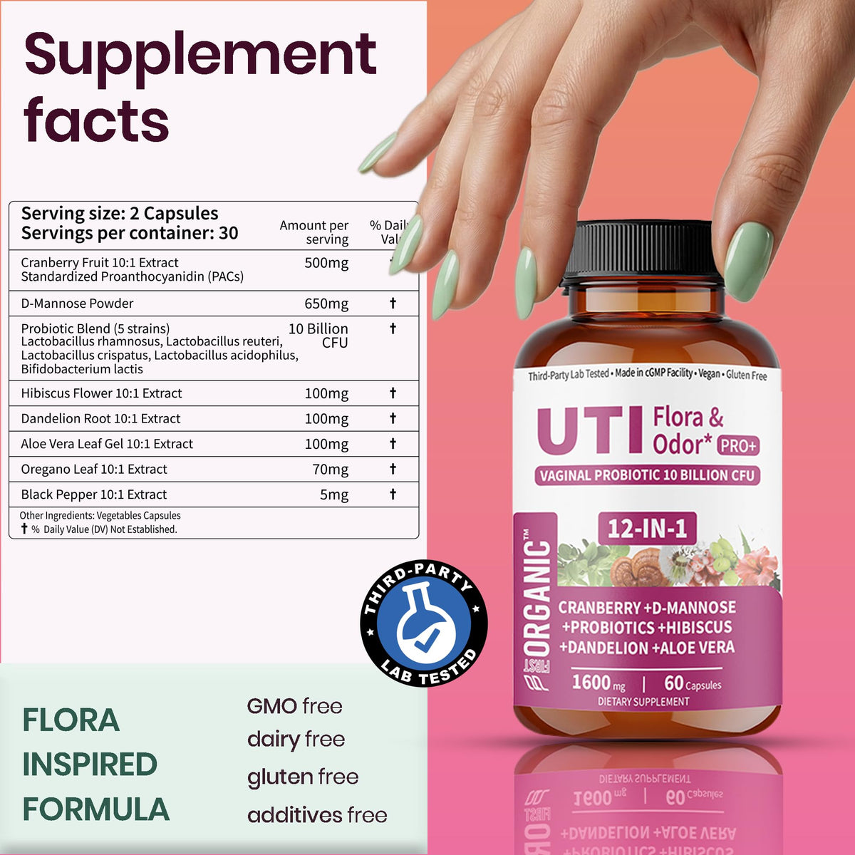 UTI Flora & Odor Pro+ & UTI Yeast & pH Pro+ | Pack of 2 | Vaginal Probiotics for Feminine Hydration & Freshness Support | Third-party Tested, cGMP Facility, Vegan, Non-GMO, Gluten-Free | 60+60 Caps FIRSTORGANIC buy supplements Au