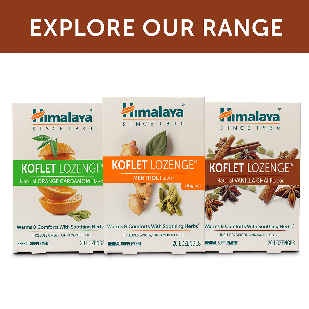 Himalaya Koflet Lozenges, Vanilla Chai Flavor, Natural Herbal Cough Drop for Warming Relief and Soothing Comfort, 130 mg, 20 Lozenge