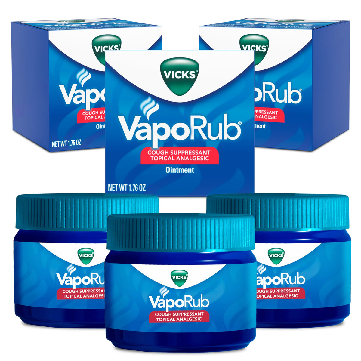 Vicks VapoRub, Original, Cough Suppressant, Topical Chest Rub & Analgesic Ointment, Medicated Vicks Vapors, Relief from Cough Due to Cold, Aches & Pains, 1.76oz each (pack of 3) Vicks buy supplements Au