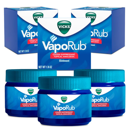 Vicks VapoRub, Original, Cough Suppressant, Topical Chest Rub & Analgesic Ointment, Medicated Vicks Vapors, Relief from Cough Due to Cold, Aches & Pains, 1.76oz each (pack of 3) Vicks buy supplements Au