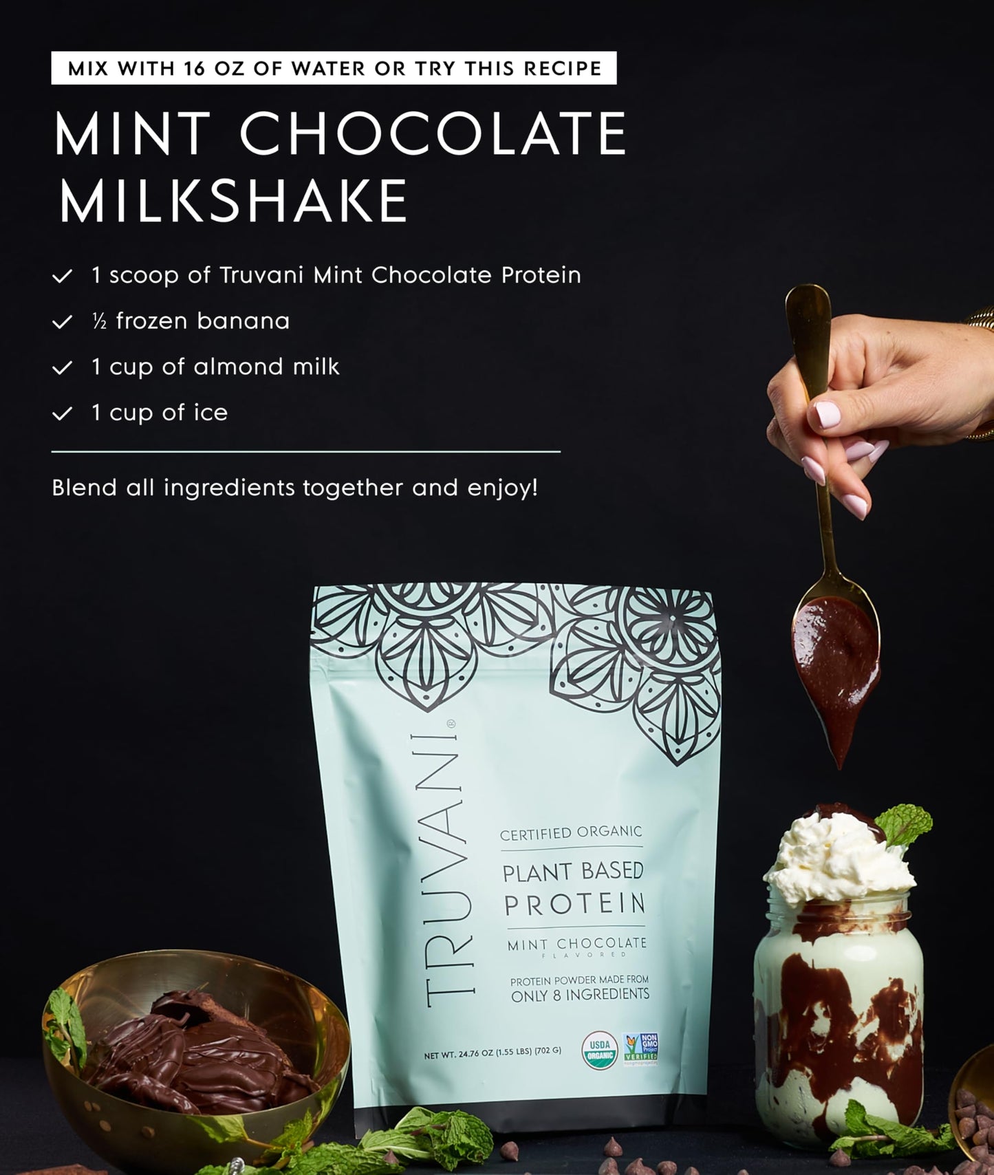 Truvani Organic Plant Based Protein Powder | Vanilla Chai | 10 Servings | Vegan | 20g Pea Protein | Keto | Gluten & Dairy Free | Low Carb | No Added Sugar
