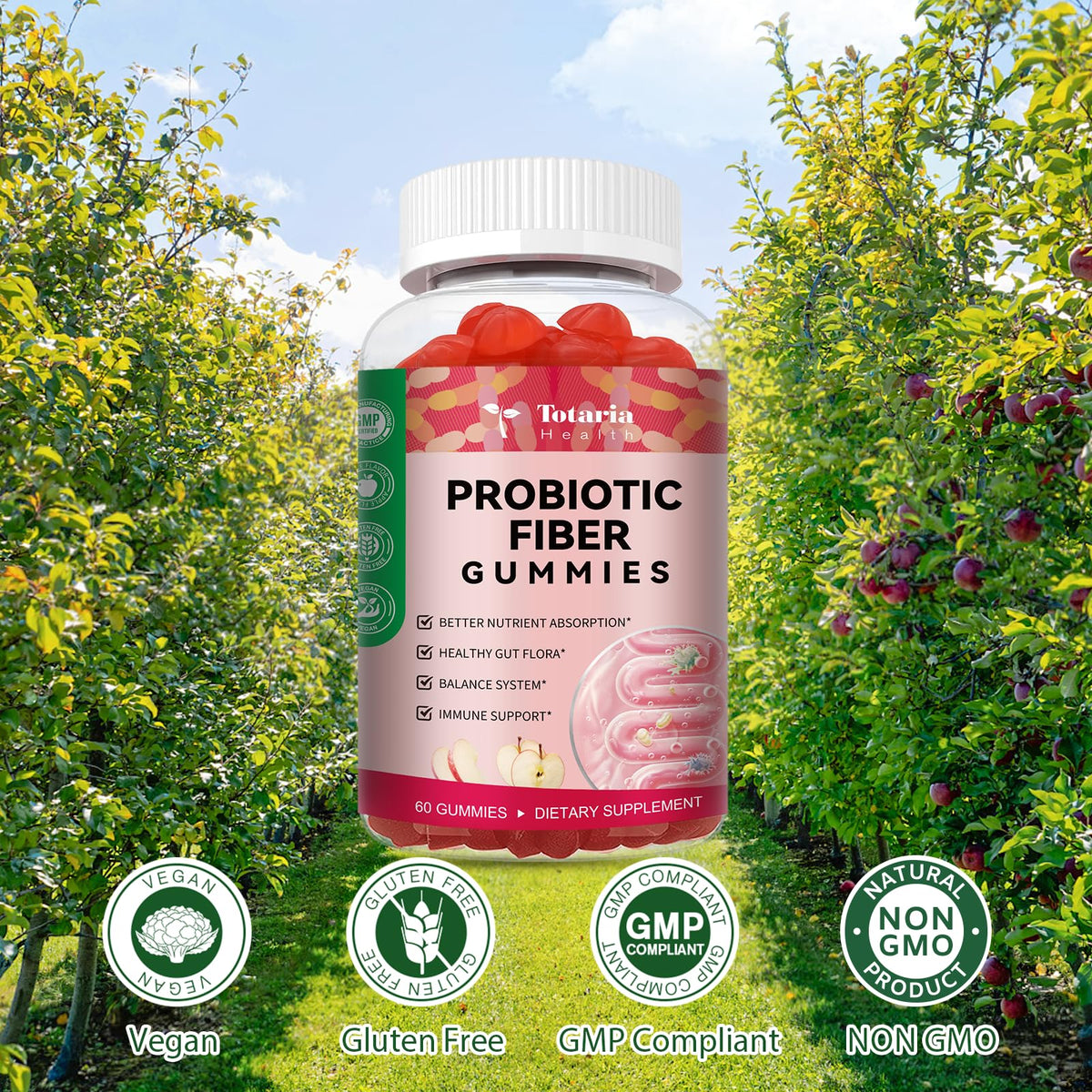 9-in-1 Probiotic Prebiotic Fiber Gummies for Adults & Teens 16G Fiber per Serving, Psyllium Husk Fiber Supplement with 5 Billion CFU Bacillus Coagulans - PrimeBioHealth - canada supplements