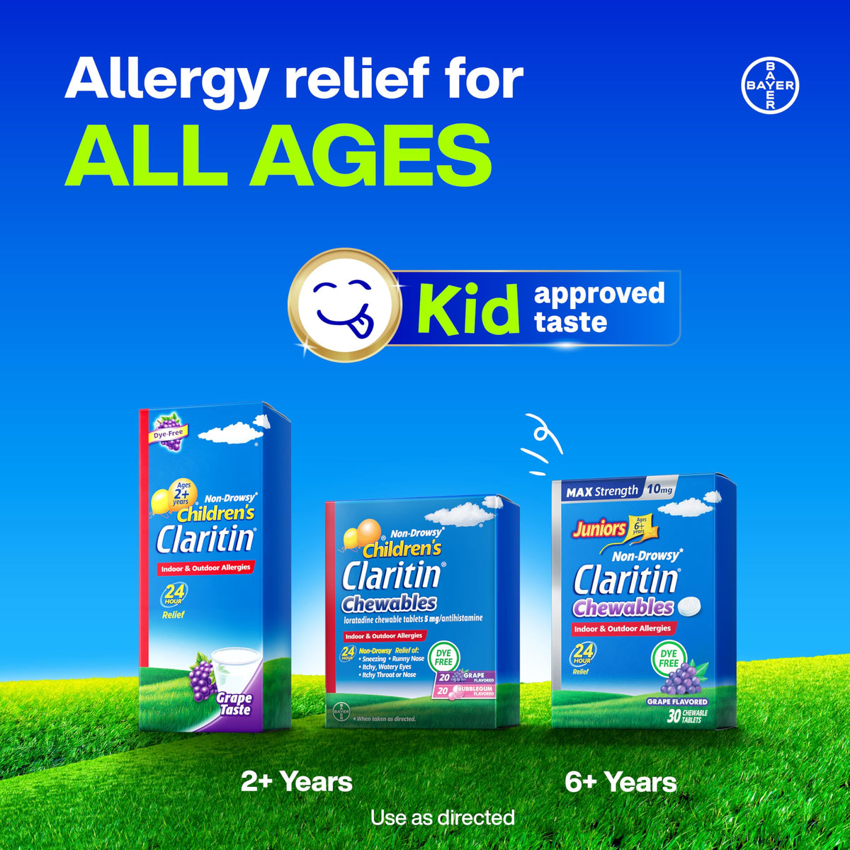 Claritin Children's Allergy Medicine, 24-Hour Non-Drowsy Loratadine 5mg Chewable Tablet, Antihistamine for Kids Ages 2 Years and Older, Grape Flavored, Dye-free, 40 Tablets Claritin buy supplements Au